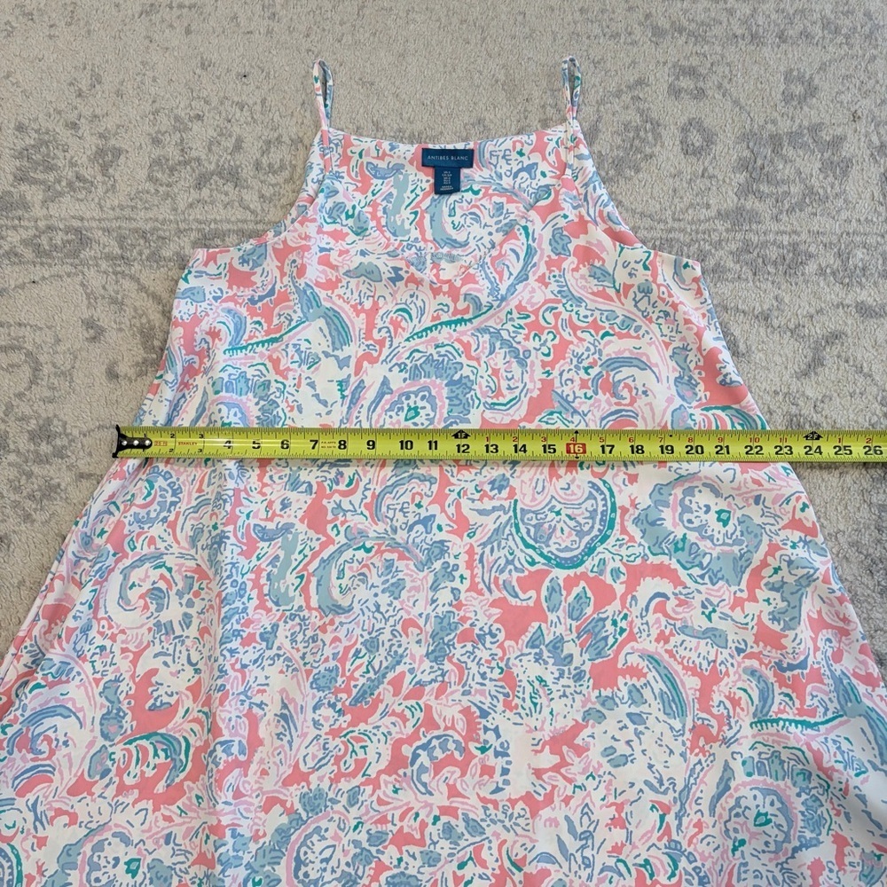 Antibes Blanc Pastel Paisley Swing Dress S Coastal Preppy Chic Flowy - Picture 7 of 8